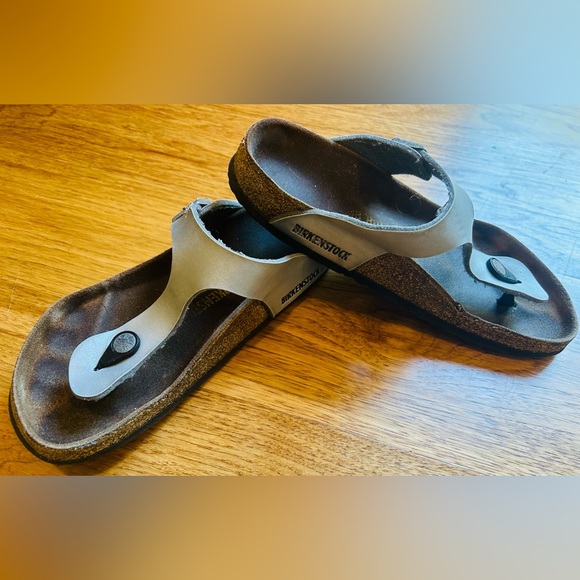 Birkenstock Gizeh thing sandal Silver leather Women 38 - Picture 5 of 10